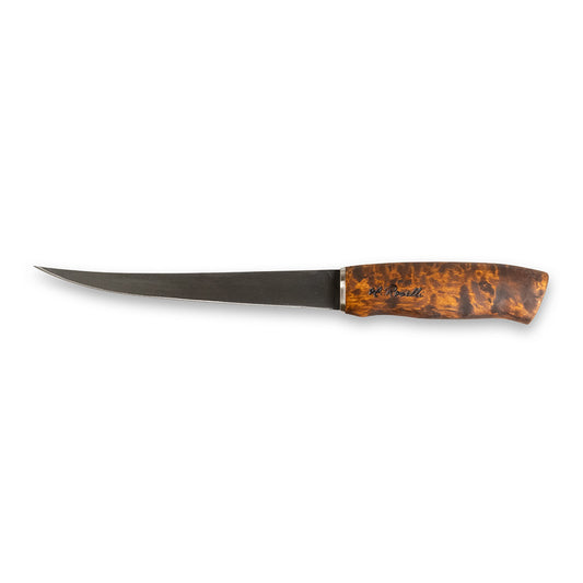 Roselli Big Fillet knife, with stained curly birch handle